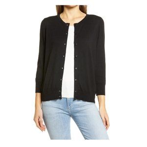 Halogen Black Cardigan, Small Crew Neck
